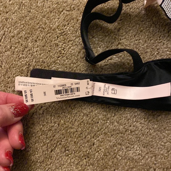 Victoria’s Secret Bling Black “sparkly strap” very sexy push-up  size 32C - Picture 8 of 11